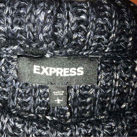 Express Black Cowl Neck Oversized High Low Hem Wool Blend Ribbed Knit Sweater - Picture 4 of 5